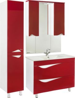 Зеркало-шкаф с подсветкой Bellezza Эйфория 100см красный 00000007201